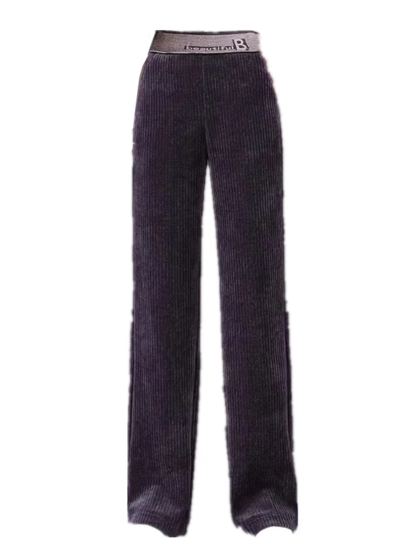 Pantaloni mamma in velluto a coste a vita alta Thiened Fce Pantaloni casual a gamba larga autunno inverno Coreano Sle ket Dettaglio nove punti