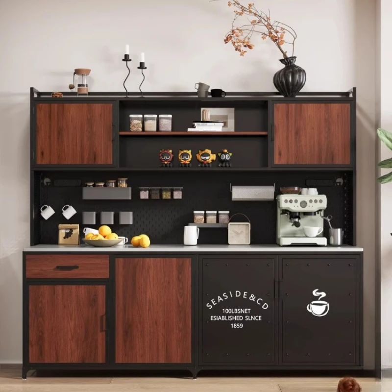 

Industrial Style Dining Side Cabinet Integrated Locker Against The Wall Wrought Iron Living Room Storage Locker Tea Bar Cabinet