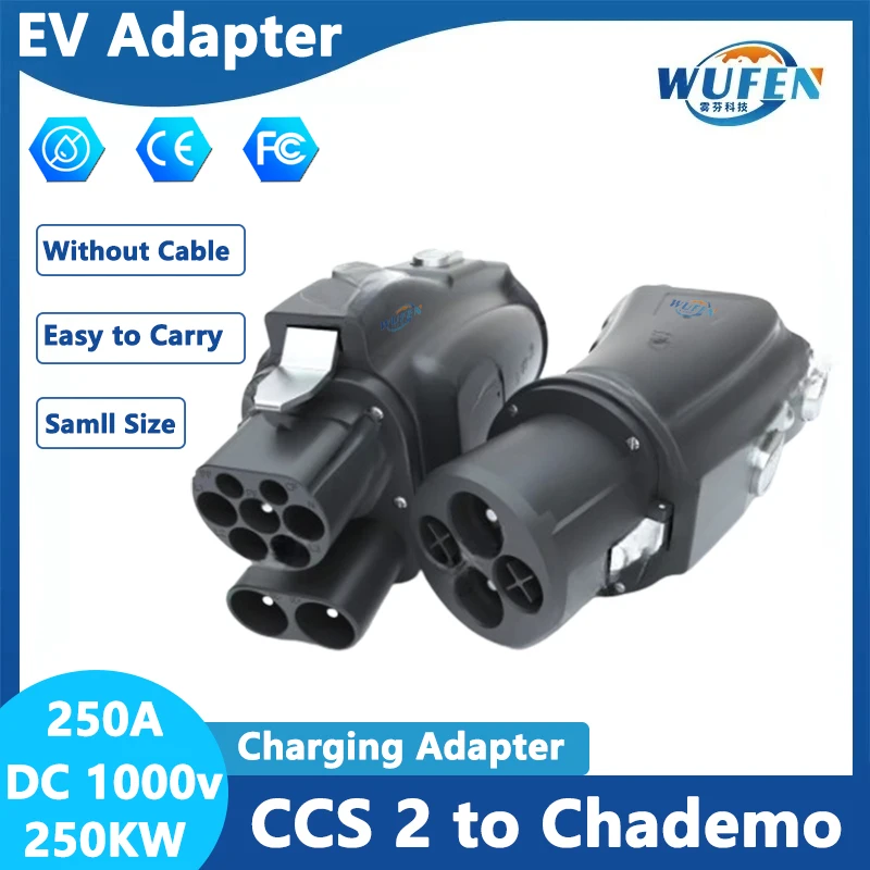 EV Fast Charger Station CCS 1 to Chamdeo DC Adapter 250A 250kw EVSE Charging CCS 2 to Chademo Japan Car Supercharging Adapter