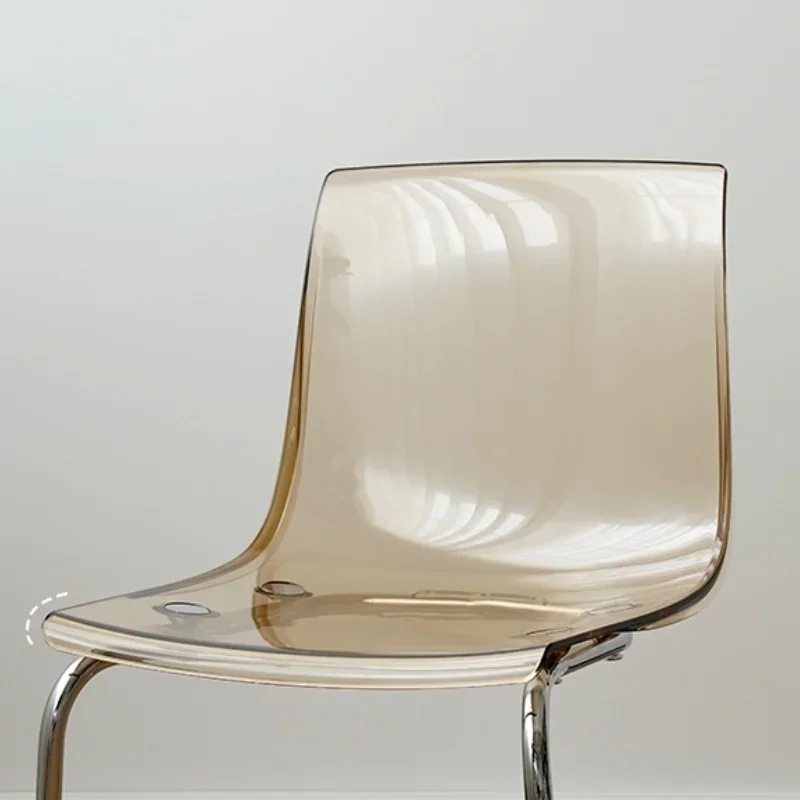 เก้าอี้รับประทานอาหารท่อ PC + เหล็กที่มีการออกแบบอะคริลิคใสและเสน่ห์สแกนดิเนเวียนที่เรียบง่าย ความจุในการโหลด 300 กก.