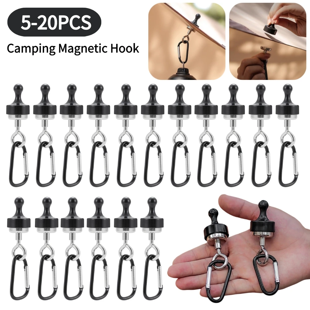 5-20 Stück Starke Magnethaken Mehrzweck-Outdoor-Zelt-Camping-Lichthaken Magnet-Traghaken D-Typ Bergsteiger-Schnalle