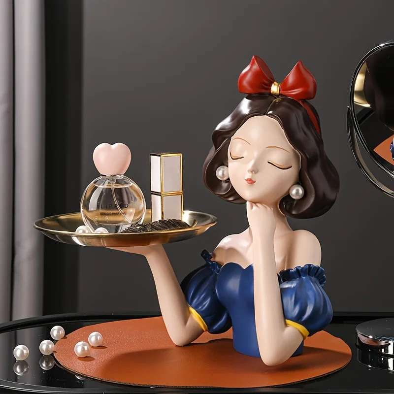 Princess-Themed Butterfly-Shaped Jewelry & Perfume Tray Organizer - Hand-Painted Elegant Desktop Storage for Makeup, Cosmetics