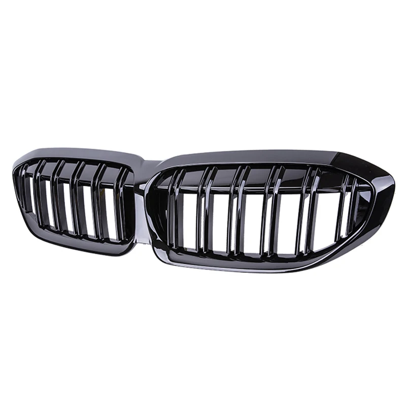 Pulleco Car Front Kidney Grille Racing Grill For BMW 3 Series G20 G21 328i 335i 340i 2019-2022 Gloss Black 2 Slat Accessories