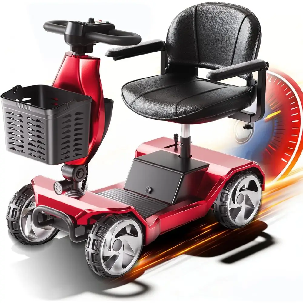 

Lightweight 4-Wheel Electric Mobility Scooter for Seniors with Seat and Travel Capabilities