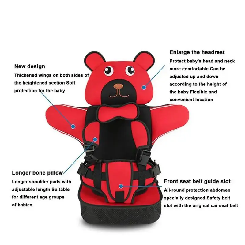 Child Safety Seat Mat Travel Auto Seat Cushions Cute Bear Mat Protection Baby Car Seat Cushion Adjustable Stroller Seat Pad