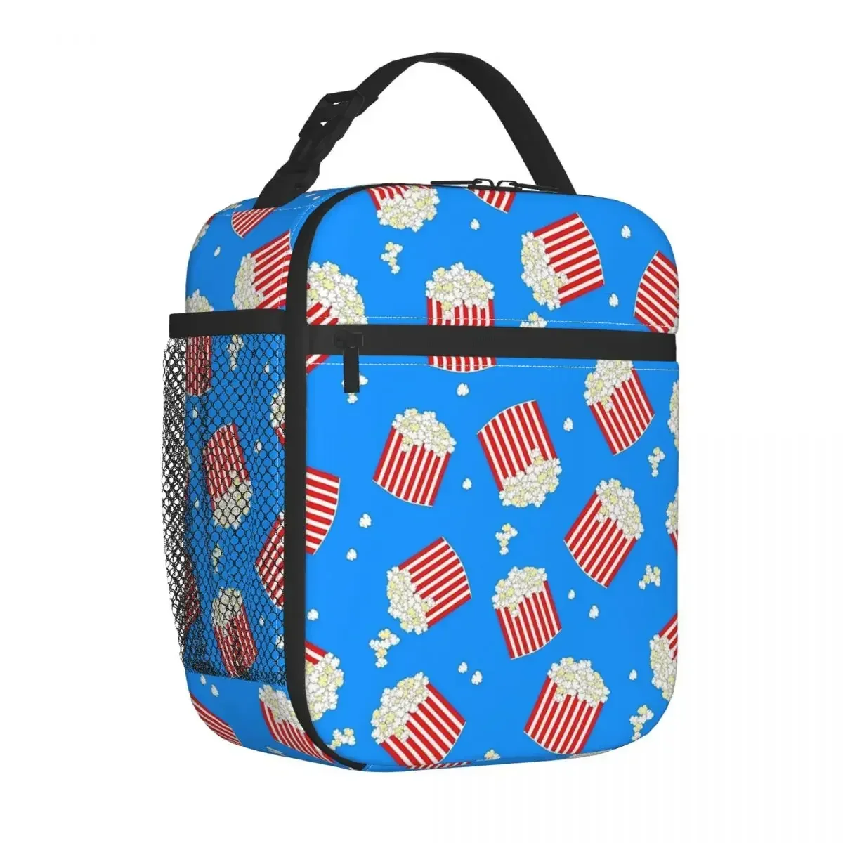 Cute Red And White Popcorn Buckets Merch Insulated Lunch Bag For School Storage Food Boxes Portable Cooler Thermal Lunch Boxes