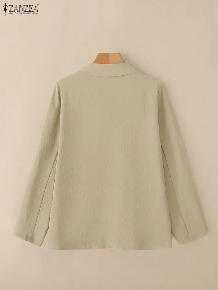سترة أنيقة بأكمام طويلة من ZANZEA ملابس خارجية عصرية للسيدات لخريف 2025 أزرار غير رسمية معاطف خارجية للمكتب والشارع معاطف صلبة