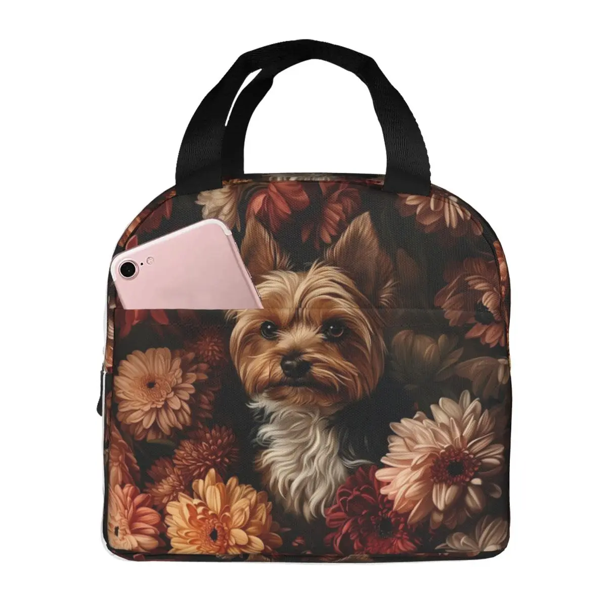 Yorkshire Terrier Dog Pattern Insulated Lunch Bag for Women Kids Portable Food Boxes Thermal Lunch Box Tote