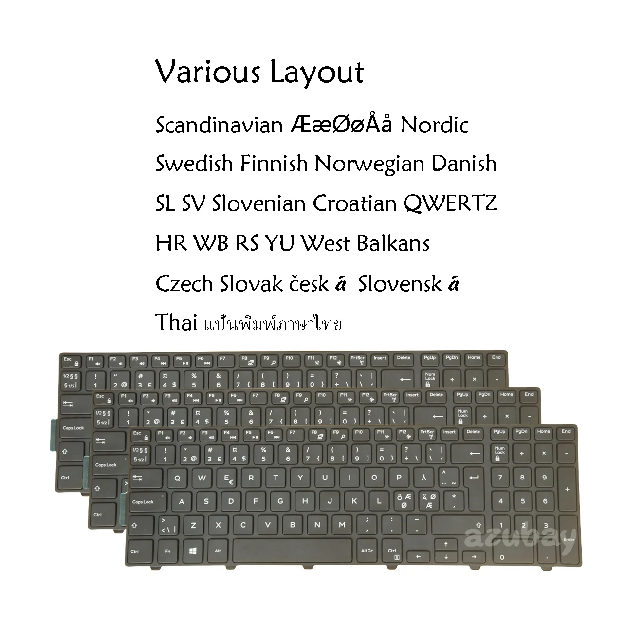 Keyboard for Dell Vostro 3546 3549 3558 3559 3561 3562 3565 3568 Danish Swedish Finnish Norweigan Czech Slovak Slovenian CR Thai