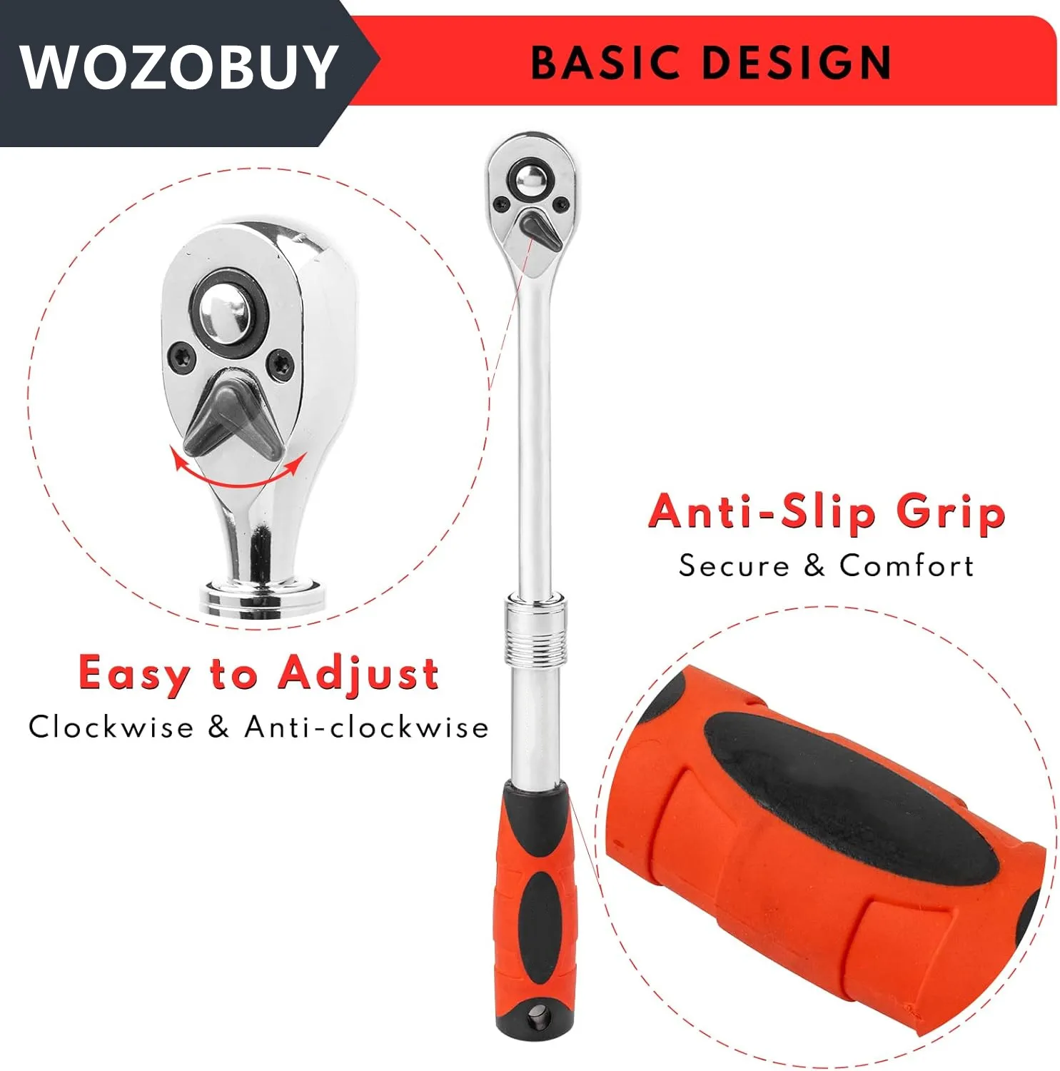 WOZOBUY Extendable Ratchet Wrench Set, 1/4\