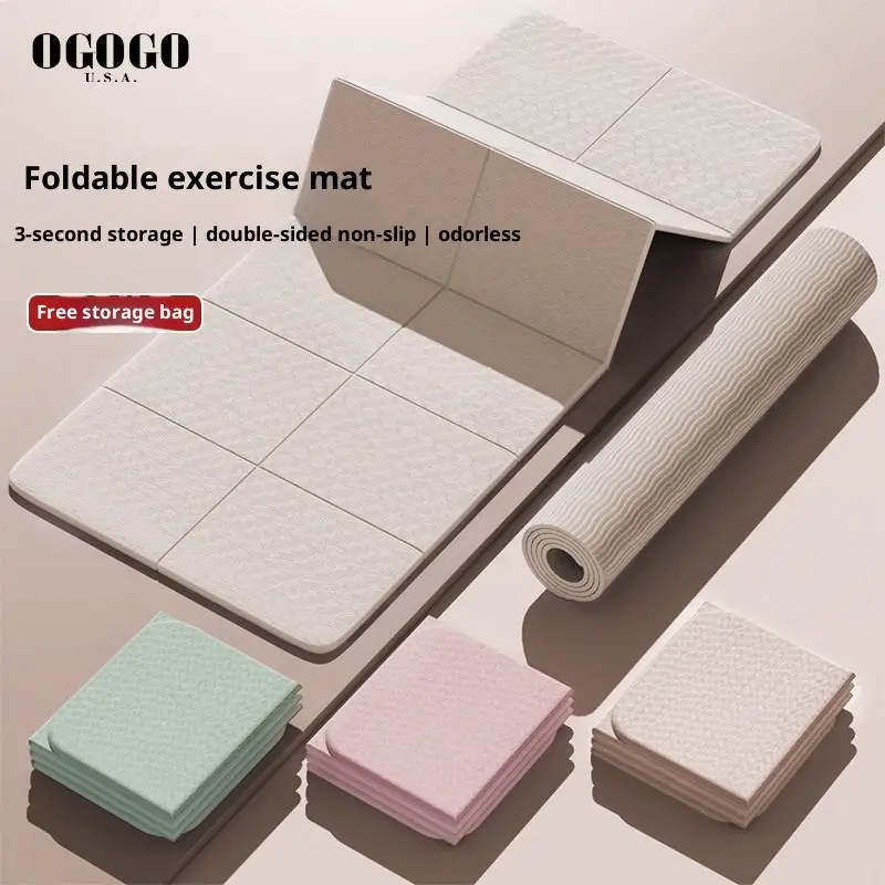 4 مللي متر سميكة TPE طوي اليوغا حصيرة 183*61 سنتيمتر سهلة التخزين للسفر اليوغا بيلاتيس المنزل ممارسة الكلمة حصيرة
