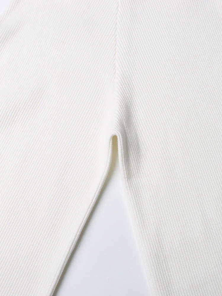 TWOTWINSTYLE Solid Minimalist Temperament Loose Pants For Women High Waist Knitting Irregular Bloomers Pant Female Fashion 2023