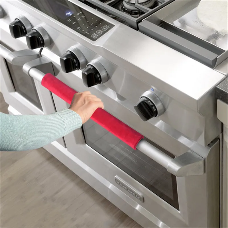 2Pcs Refrigerator Oven Door Handle Cover Antiskid Fingerprint Proof Protector Gloves Kitchen Appliance Decor Shading Accessory