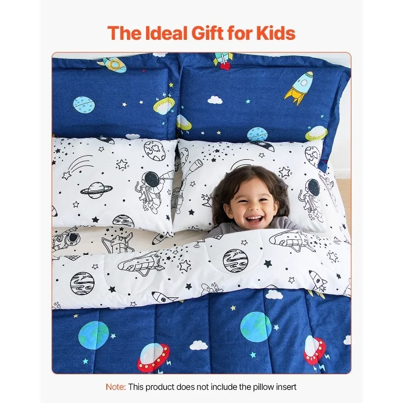 Vibrant 7-Piece Kids Comforter Set Twin Size Space Printed Bedding