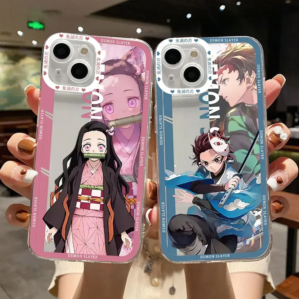 Anime Demon Slayer Phone Case For iPhone 16 11 12 13 14 15 Pro Max 7 8 Plus XR Mini Plus Kamado Nezuko Kimetsu No Yaiba