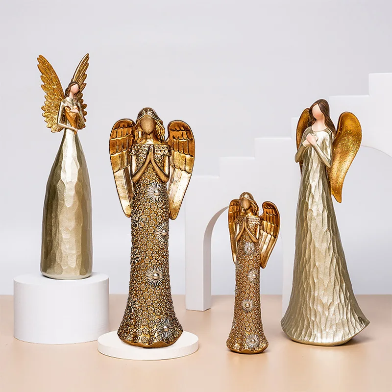 

Nordic Golden Love Angel Sculpture Model Statue Ornaments Resin Statue Home Office Desktop Decoration Accessories Art Crafts
