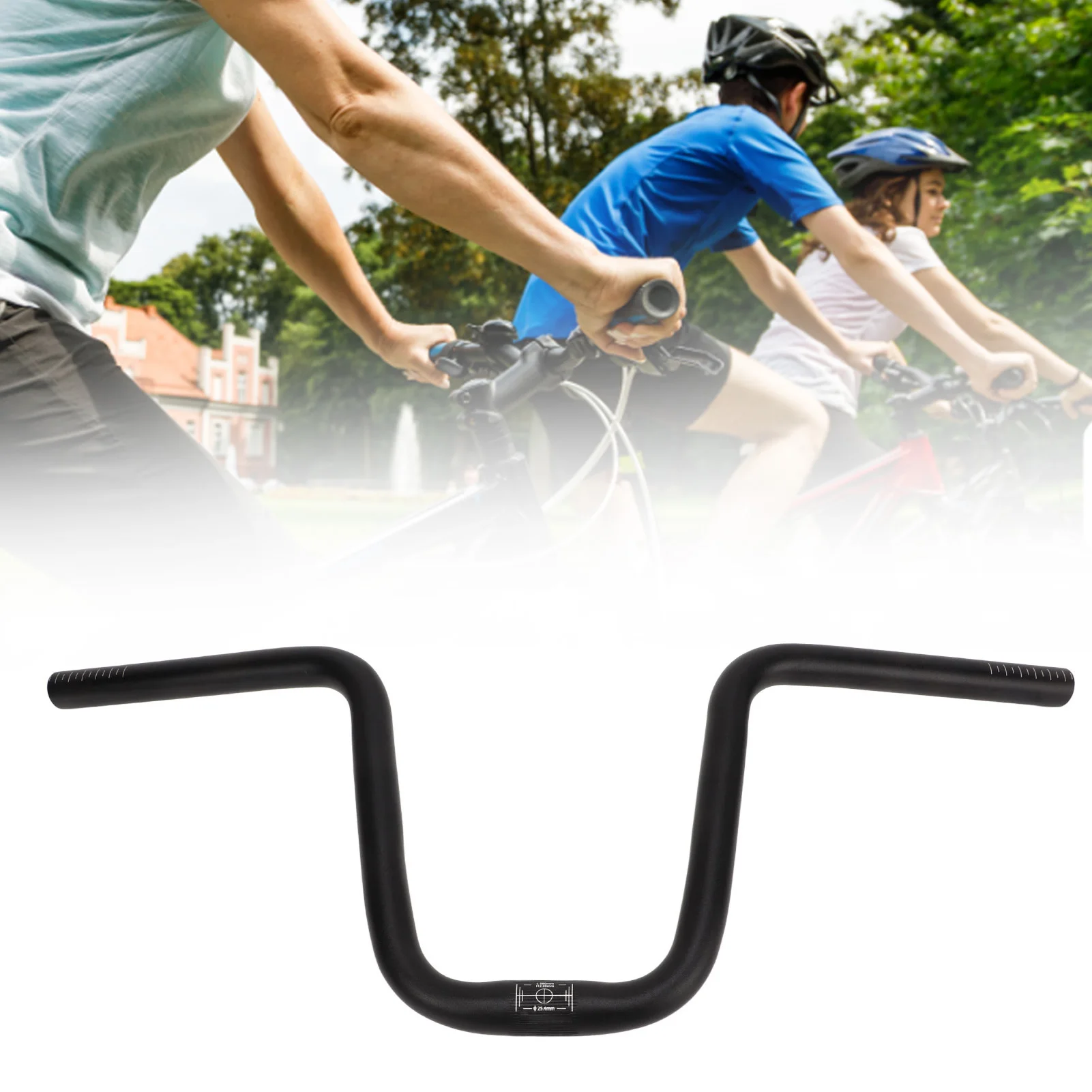 

Mountain Bike Riser Handlebar CNC Processing Bike Handlebar 25.4mmx580mm Flexible Easy Cleaning Aluminum Alloy for Riding