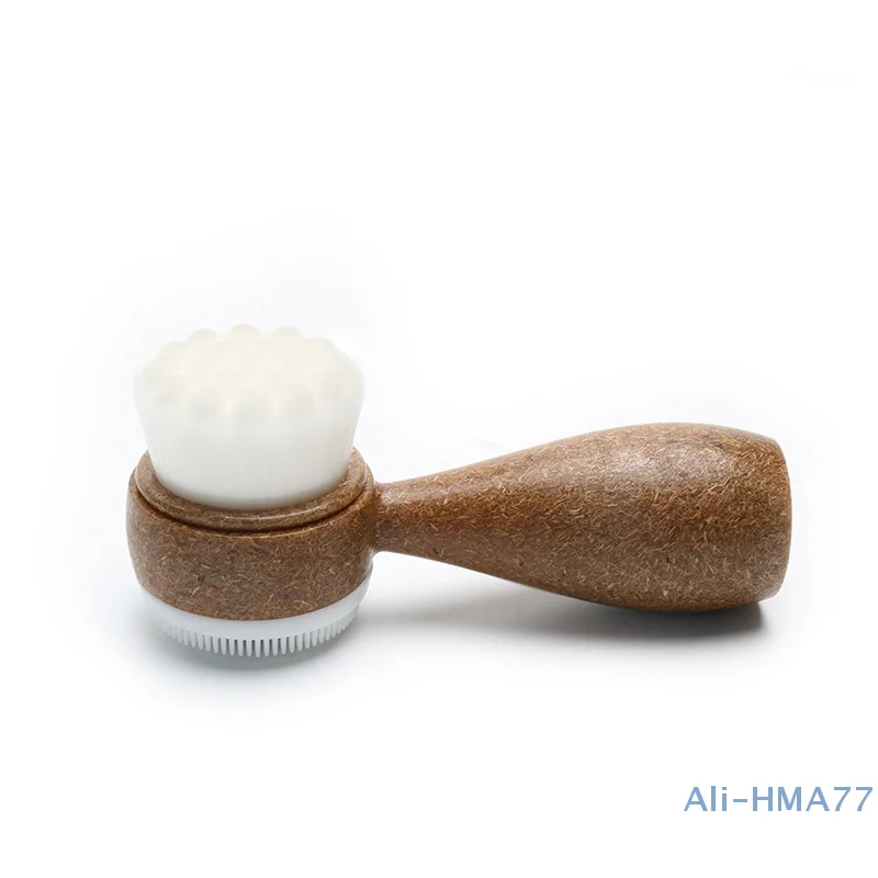 Coconut Shred Handle Facial Brush Double Sided Facial Cleanser Blackhead Removing Pore Cleaner Exfoliating Facial Brush