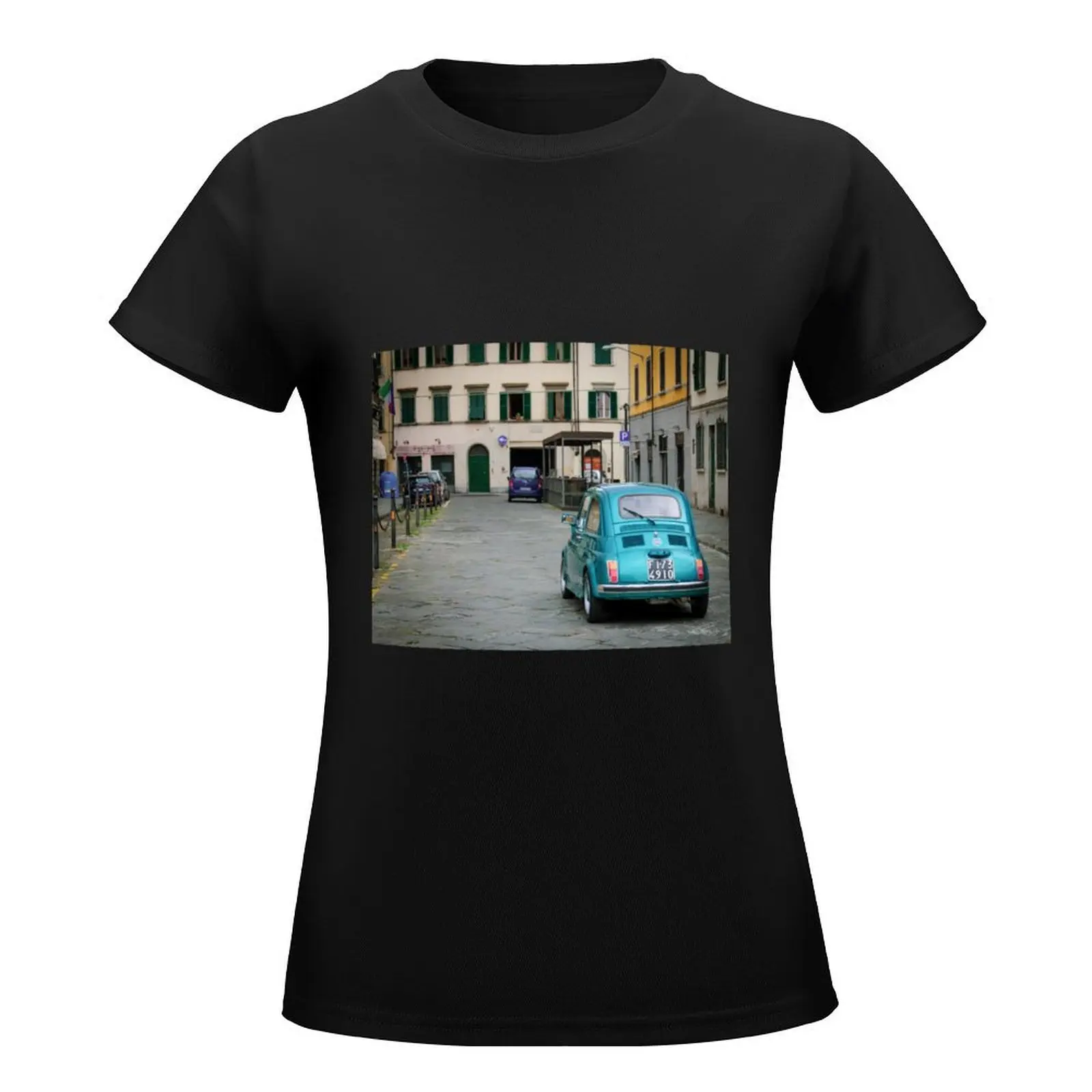 Fiat 500 a Firenze T-Shirt Female clothing hippie clothes cute tops oversized workout shirts for Women