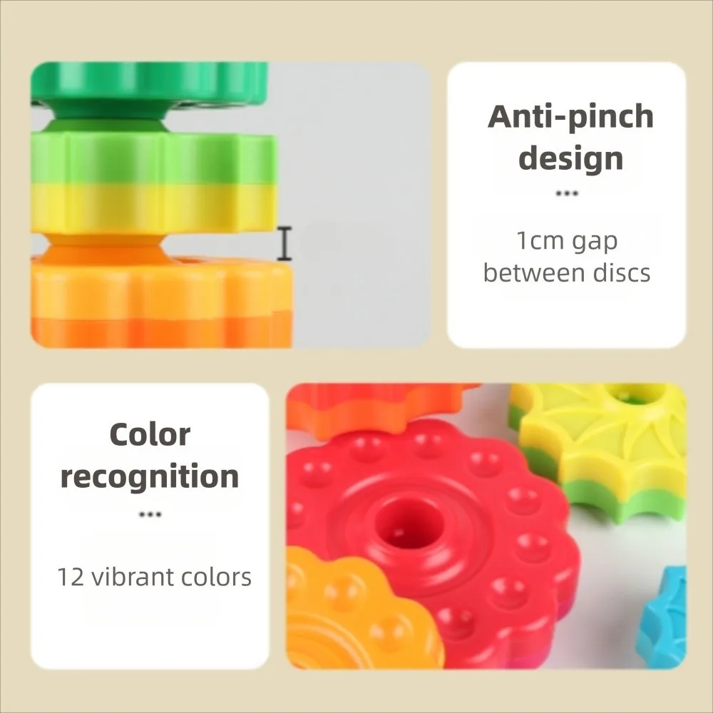 Montessori Rotating Rainbow Tower Safety Spinning Baby Stacking Puzzle Toys Early Educational Environmental Protection