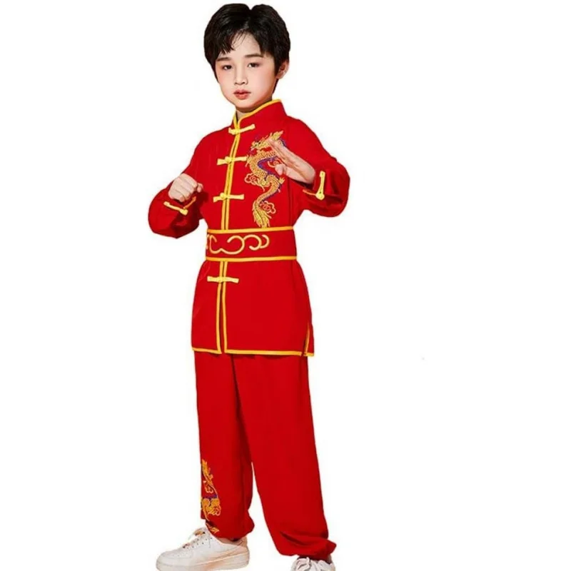 

Kung Fu Uniform for Boys Girls Kids Traditional Chinese Embroidered Tai Chi Wing Chun Master Martial Arts Set Outfit