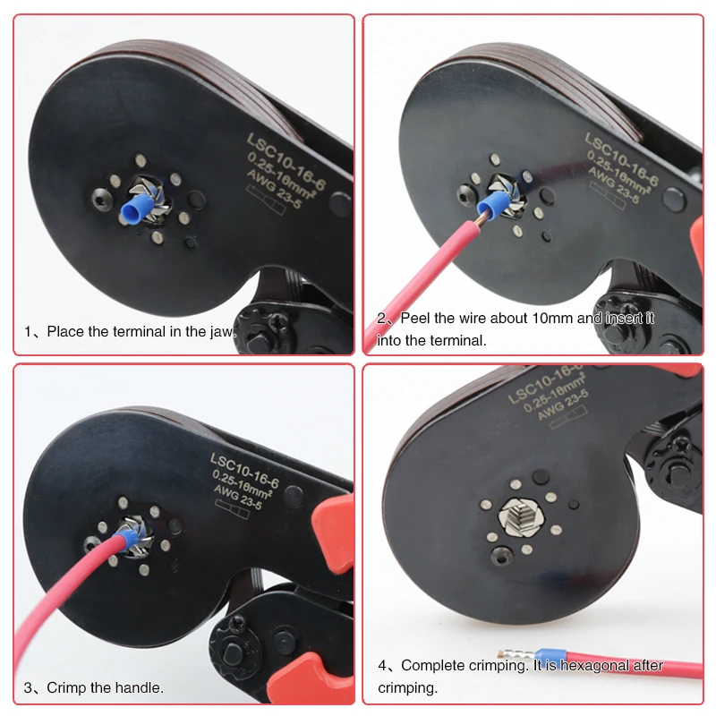 Clamp Tubular 16mm Crimping Pliers For Tube Terminals Set Electronics Multitool Wire Stripper Tools Cutter Hand Tool 16-6