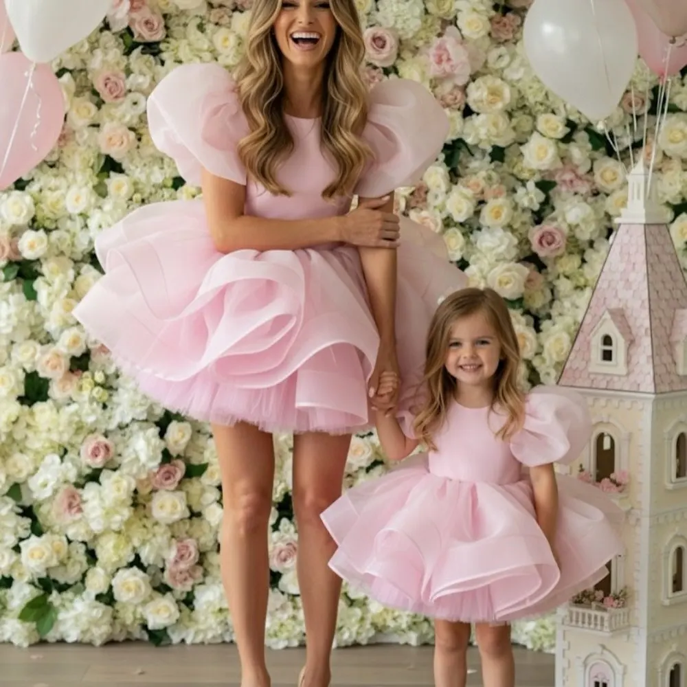

Princess Bubble‑Sleeve Tulle Dress Set for Mom & Daughter – Matching Family Outfit, Fairy‑Tale Party Dress, Boho Summer Dress