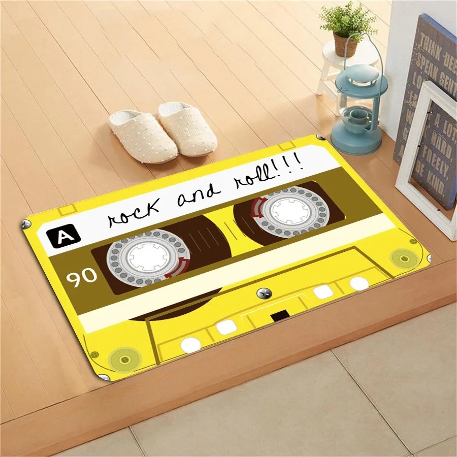 Nostalgic cassette pattern printed floor mat bathroom absorbent mat home decoration bedroom living room entrance entrance carpet