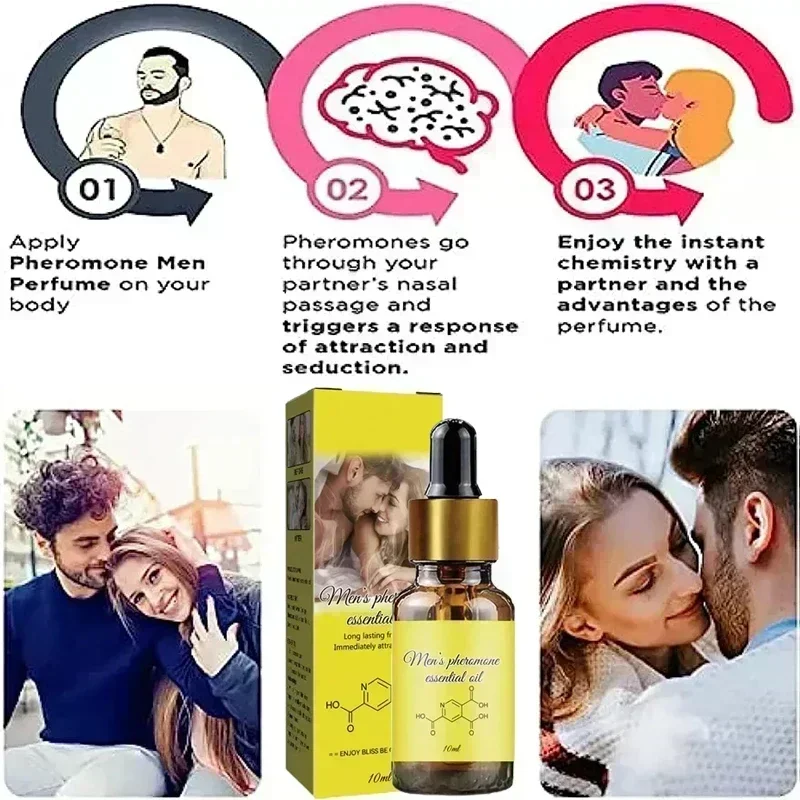 Óleo de perfume de feromônio para homens mulheres de longa duração natural refrescante perfume corporal fragrância óleo essencial de feromônio 10ml