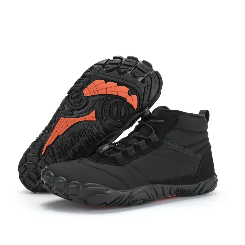 Men Non-slip Hiking Shose BareFoot Boots Winter Waterproof Snow Boots Outdoor Walking Shoe Warm Fur Ankle Leisure