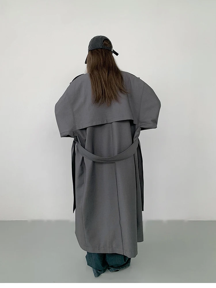 Lautaro Spring Autumn Oversized Khaki Long Grey Trench Coat for Women Double Breasted Loose Casual Korean Fashion Overcoat 2024 34 S27b20c0d34d84216b60b2b829295c01cV
