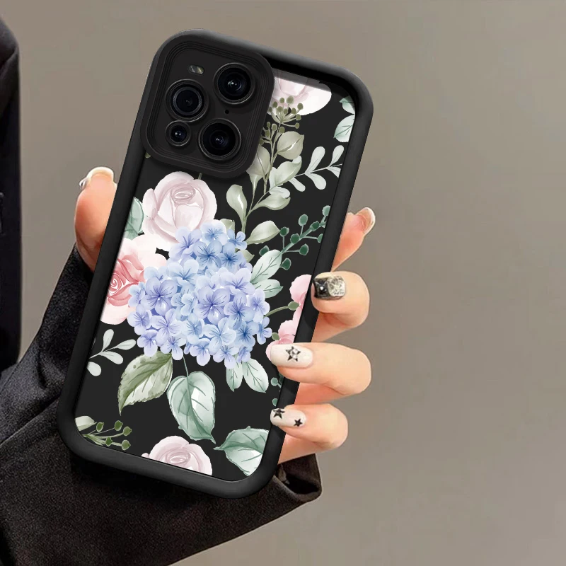 Custodia per telefono opaca in silicone per OPPO Trova X3 Lite X8 X5 Pro F19S F21 F9 F17 F19 Pro Plus Custodia morbida in TPU con motivo floreale di lusso