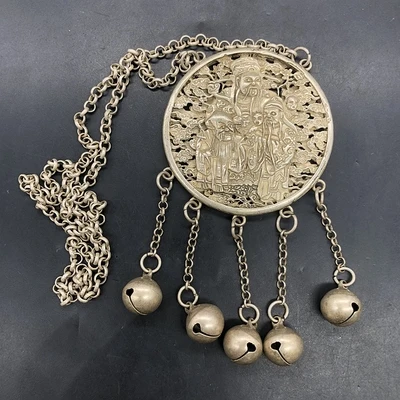 

Antique Tibetan Silver Three Star Silver Lock Pendant