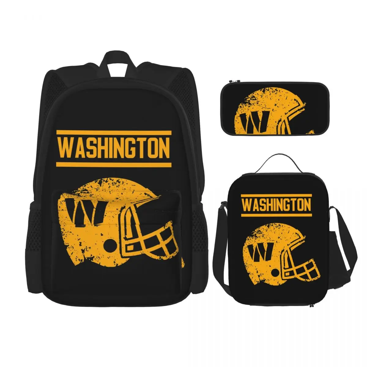 

Washington Commanders Helmet Backpacks Boys Girls Bookbag Children School Bags Kids Rucksack Lunch Bag Pen Bag Three-Piece Set