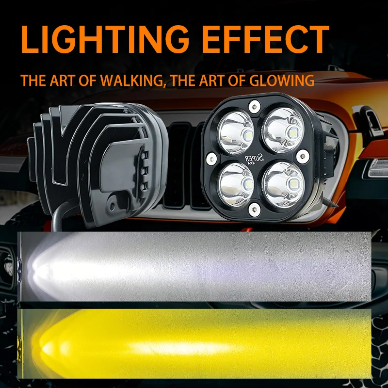 2Pcs LED Spot Work Light Waterproof Fog Lamp Offroad Driving Lamp 4 LED Spotlight for Car Truck SUV ATV UTV Motorcycle