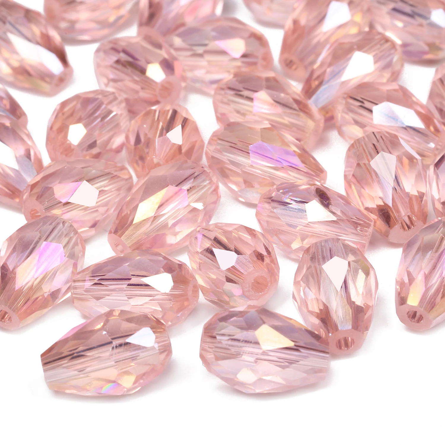 30/55pcs Pink Color 8x12mm Faceted Teardrop Beads Austria Crystal Beads charm Glass Beads Loose Spacer Bead For Diy Making