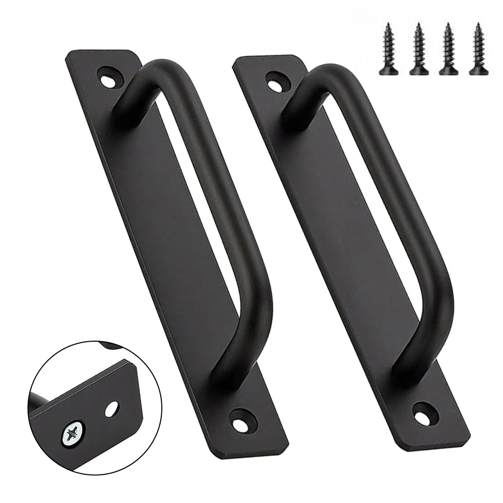 2Pcs Black Door Pull Handles Sliding Door Handles Aluminium Alloy Wooden Gate Shed Handles Cabinet Pull Drawer Knob Hardware