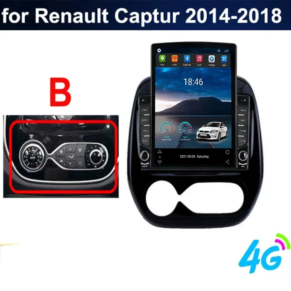 For Tesla Style 2 Din Android 13 Car Radio For Renault Captur 2014-2038 Multimedia Video Player GPS Stereo Carplay DSP RDS Camer