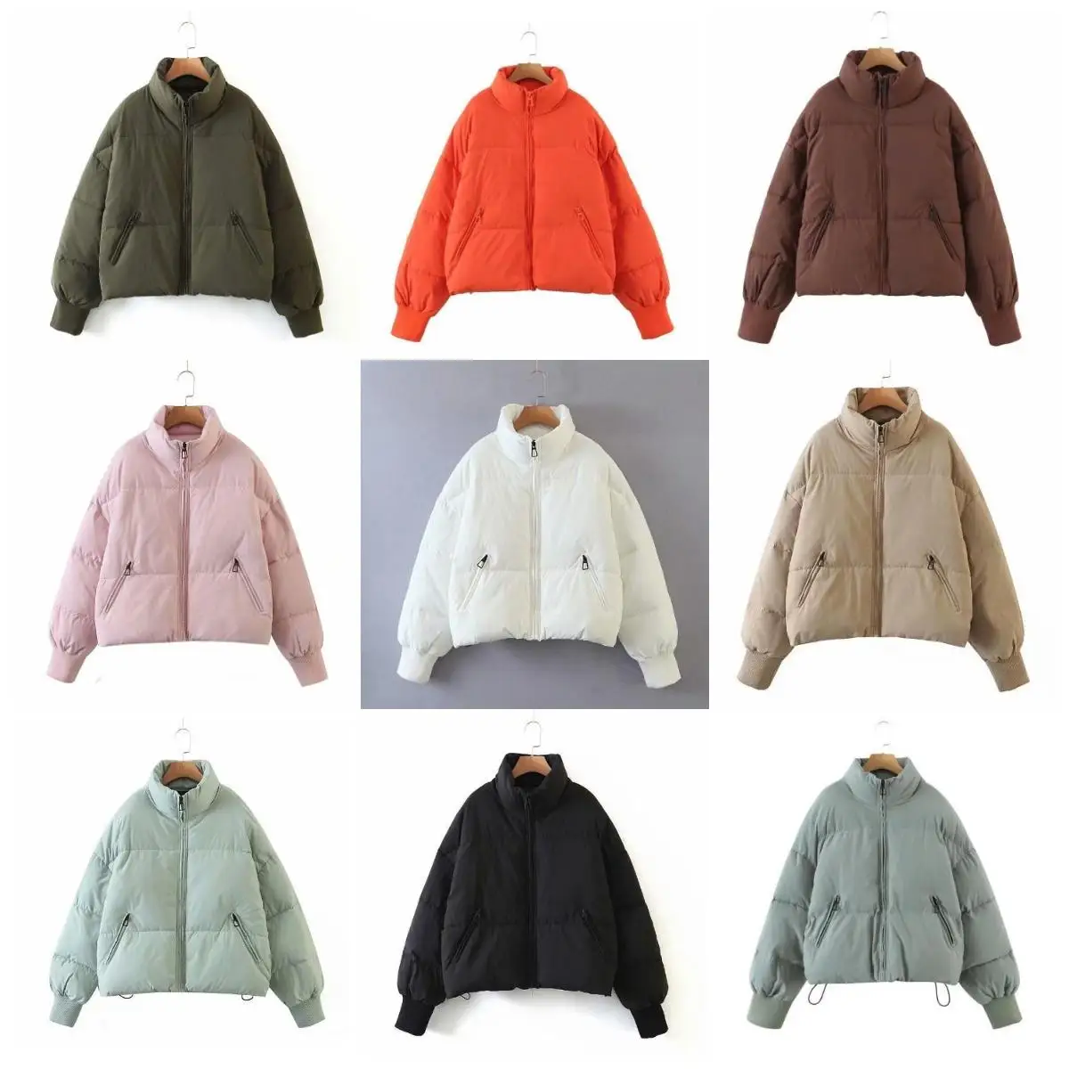 

Women's Stand up Collar Bread Jaet Thiened Long Sve Cotton Coat Autumn Season Faionable Casual Sle