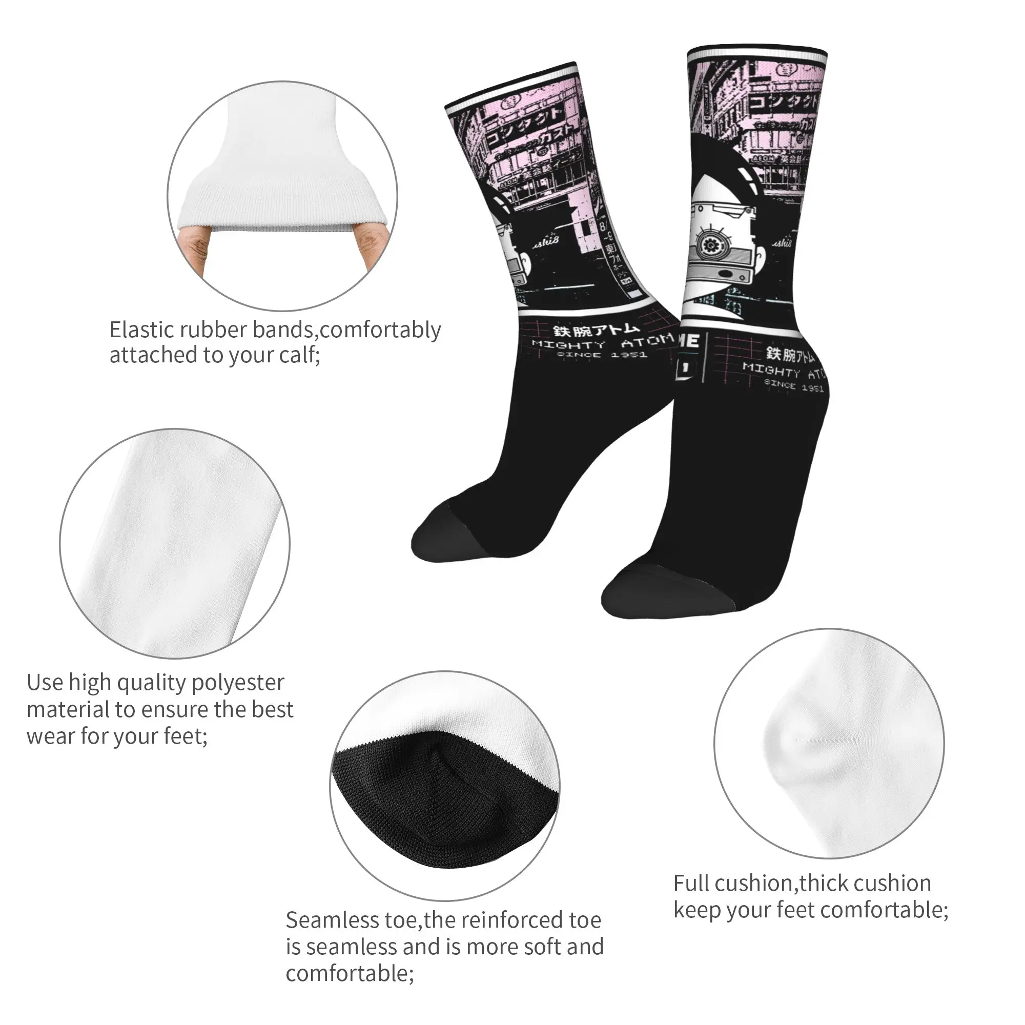 Astro Boy Astroboy Socks Men Women Polyester Cartoon Manga Socks Novelty Spring Summer Autumn Winter Middle Tube Socks Gift