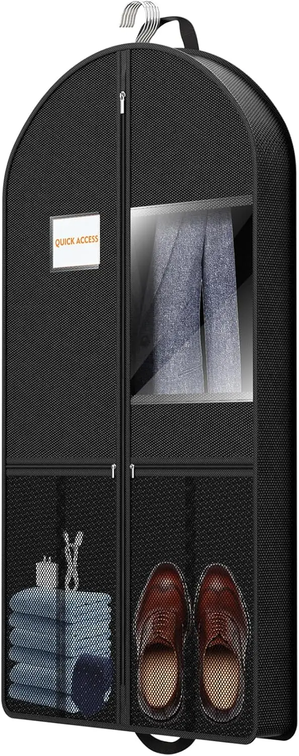 

43" Lightweight Foldable Suit Garment Bag - Breathable Hanging Storage Cover with Pockets for Travel & Home