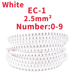 500PCS EC-1 White Cable Markers Letter 0 to 9  (Each50pcs ) for wire diameter 2.6sq .mm~ 4.2 sq.mm Cable Wire Markers