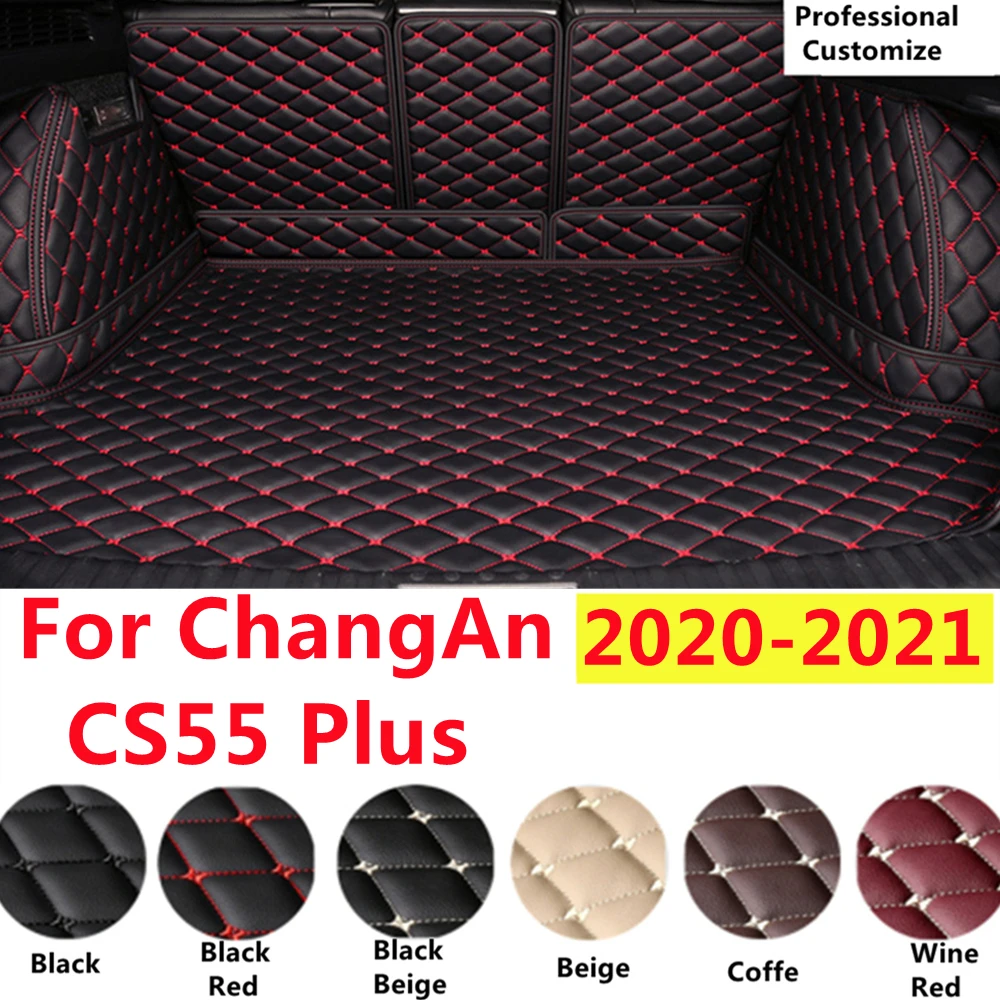 

SJ Full Set Custom Fit For ChangAn CS55 Plus 2021 2020 Auto Fittings Car Trunk Mat Tail Boot Tray Liner Rear Cargo XPE Leather