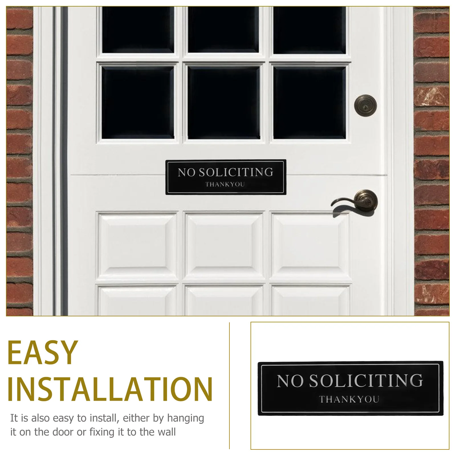 

Acrylic No Soliciting Sign Outdoor Clear Door Wall Mount Hanging No Soliciting Sign for Front Door