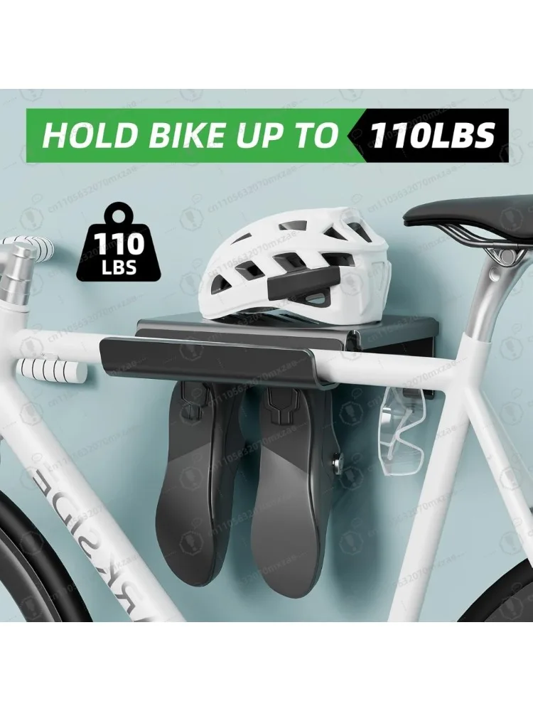AliExpress NONE Universal Bike Wall Mount Rack with Shelf and Hooks for Helmet Shoe Storage Indoor Garage Organization for Road Mountain Bicycle