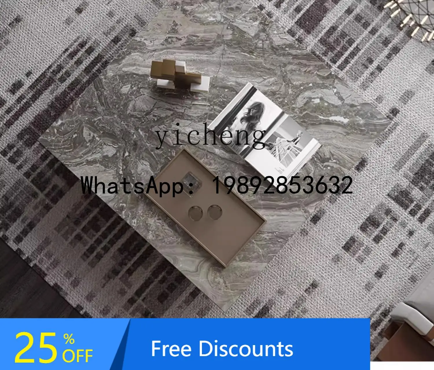 Natural Marble Square Coffee Table Box Square Light Luxury Stone Coffee Table
