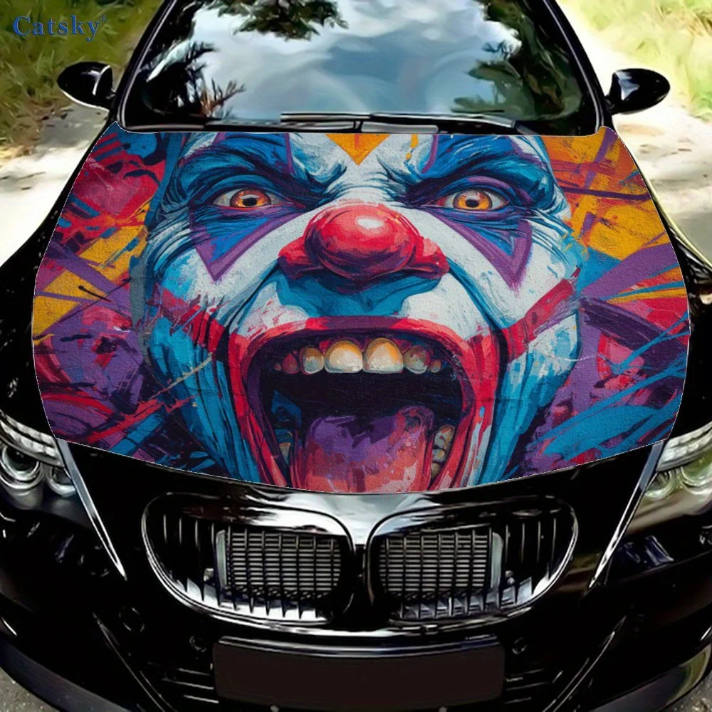 

Lively Clown Car Hood Stickers With Cool Patterns, Packaging For Car Modification Parts, Vinyl Stickers, Car Parts Accessories,
