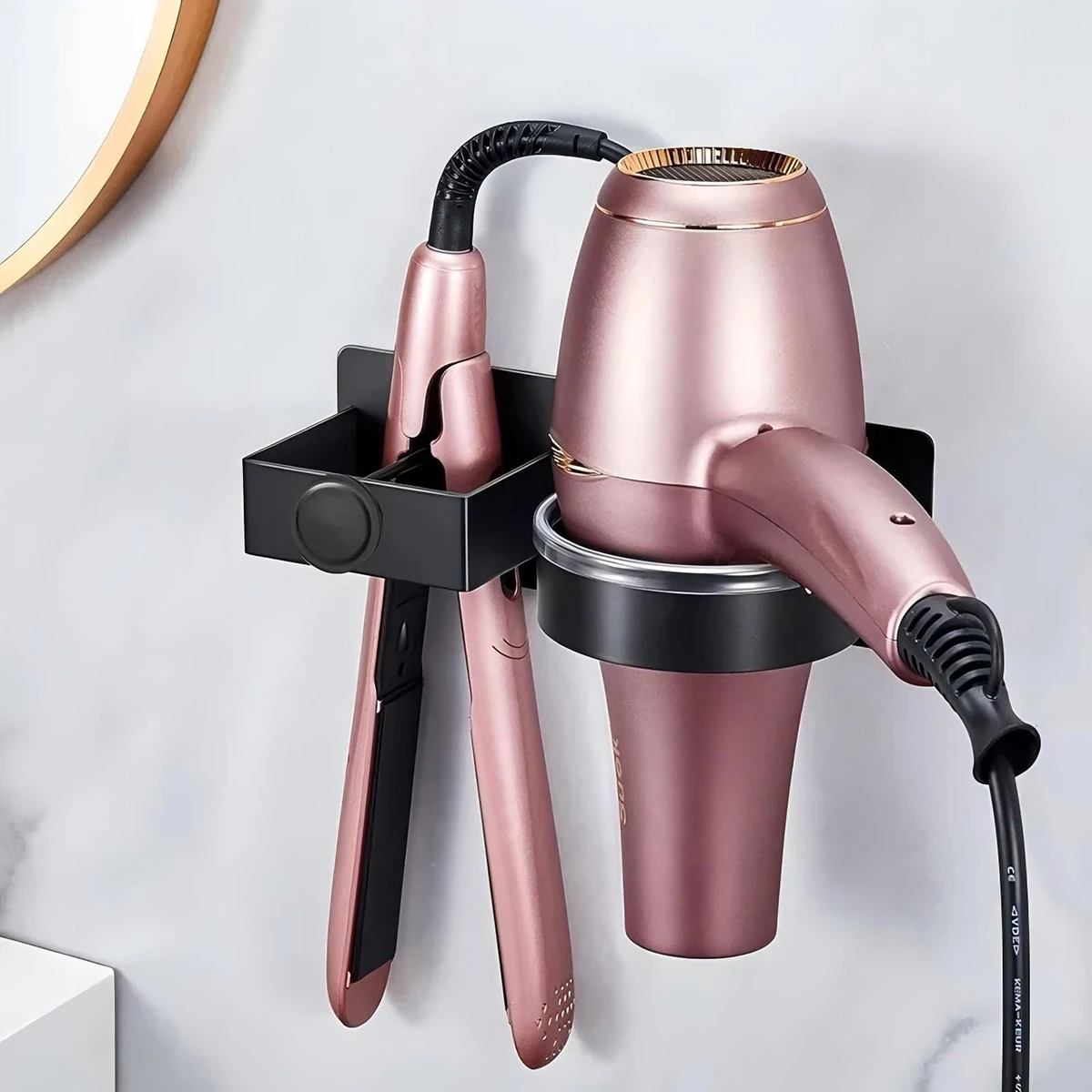 Hair Dryer Holder Wall Mounted Hair Straightener Holder Blow Dryer Holder Hair Tool Organizer for Flat Iron Hairdryer Curling