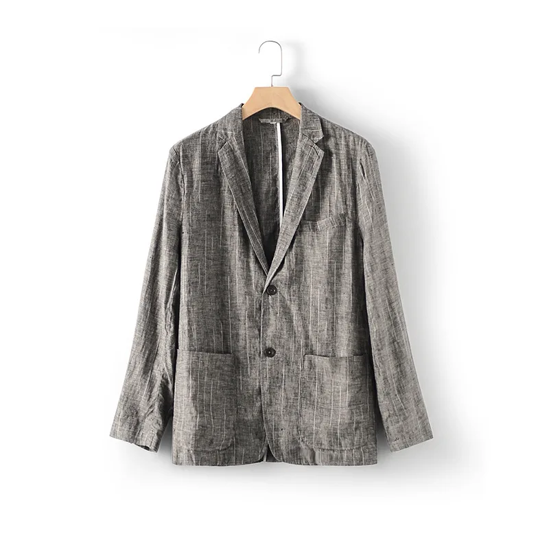 

Spring and Autumn Linen Men's Wear_Loose Striped Jacket_Tie-Dye Personalized Suit