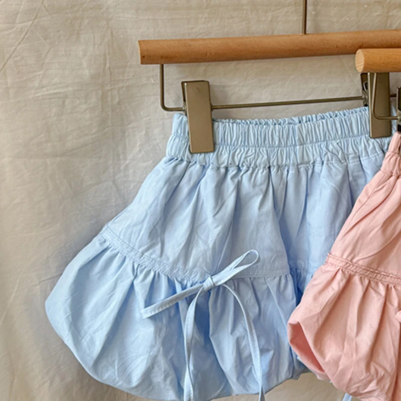 Pantaloni per bambini pantaloncini per ragazze estate nuovi vestiti per bambini pantaloni con boccioli di fiori nodo con fiocco allentato elastico